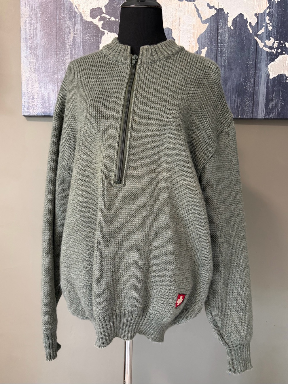 Vintage 1994 Swiss Army M74 Wool Sweater 52 REA Zip Military